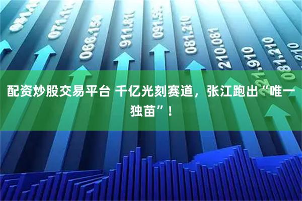 配资炒股交易平台 千亿光刻赛道，张江跑出“唯一独苗”！